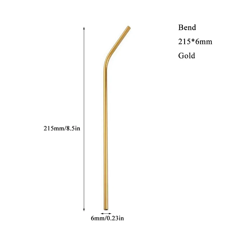 Многоразовая соломенная металлическая соломинки портативная соломка из нержавеющей стали металлическая соломинка для бара вечерние аксессуары - Цвет: gold 215mm bend