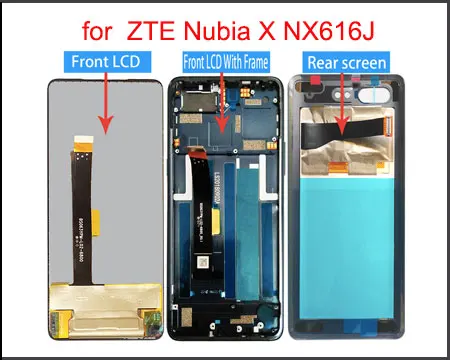 6,2" OLED ЖК-дисплей для zte Nubia X 5G NX616J ЖК-дисплей сенсорный экран передний/задний ЖК-дисплей Замена+ рамка