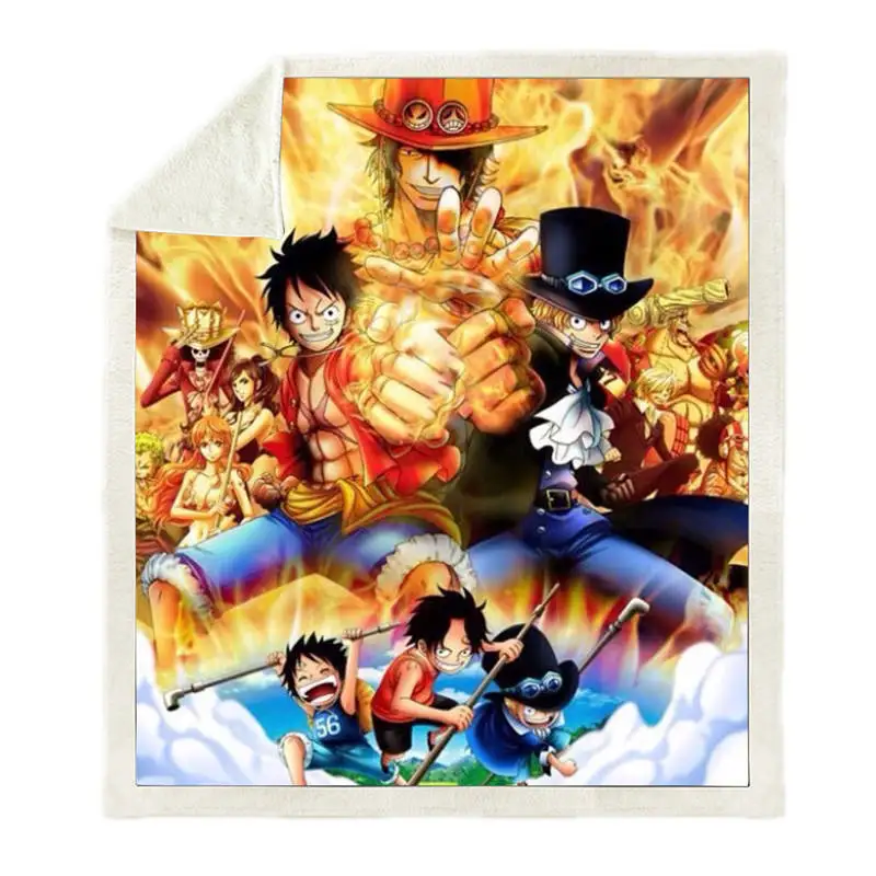 

Anime Naruto Onepiece Print Sherpa Blanket Couch Quilt Cover Camping Youth Bedding Plush Throw Fleece Cushion Blanket Tapestry