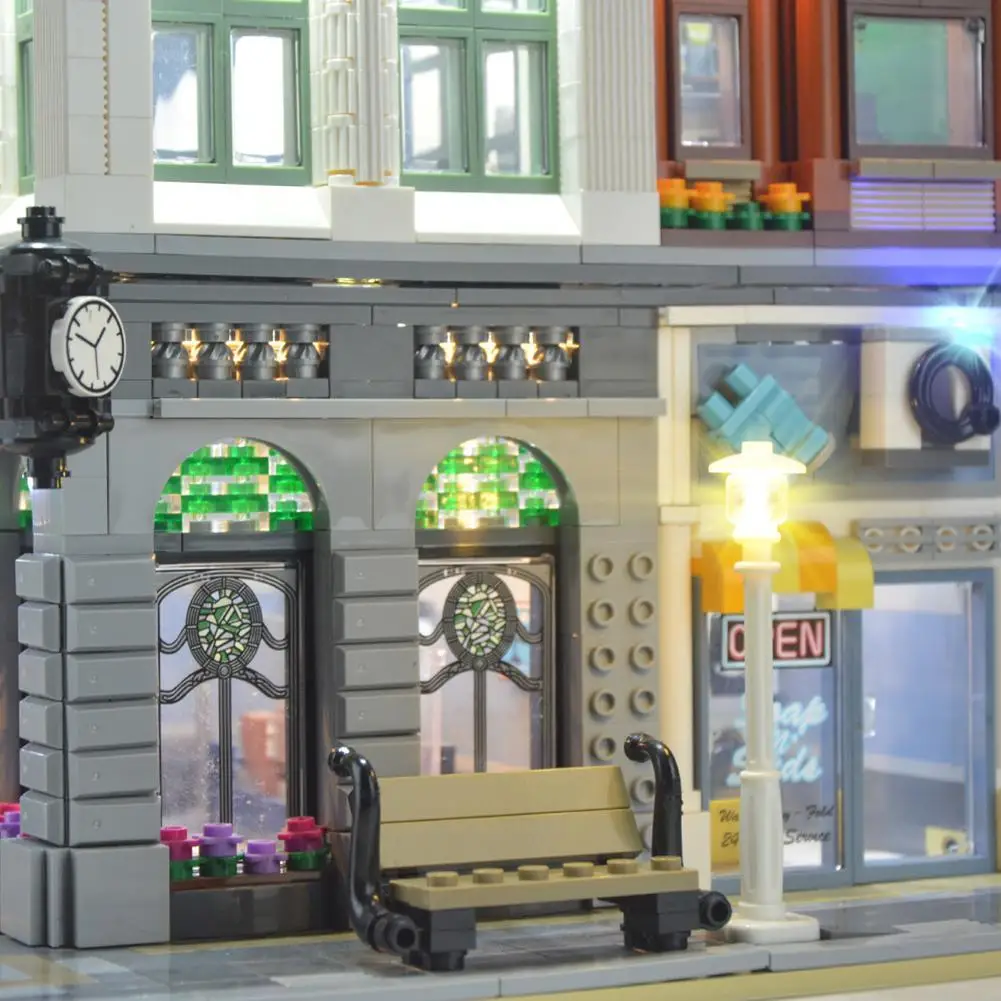 Street View For 10251 Brick Bank Building Blocks LED Lighting Accessories DIY Light Assembled Building Blocks(Only Light