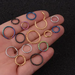 1PC 6mm to 12mm Stainless Steel Hoop Earring Hinged Segment Clicker Ring Nose Septum Piercing Helix Cartilage Daith Twist Hoop