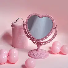 Espejo de maquillaje de escritorio multifuncional creativo en forma de corazón escritorio tocadiscos vestidor Retro estilo clásico hogar decorativo