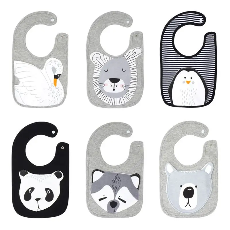 

Baby Drool Bibs 3D Cartoon Animal Embroidery Infant Feeding Bandana Burp Cloths E65D