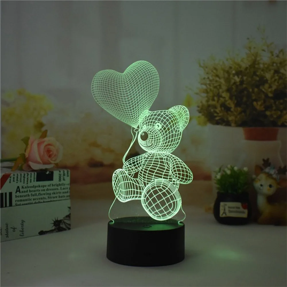  Desk Light Night Light Table Lamp Modern Bright Adorable Creative Acrylic LED Bear Colorful Gifts C