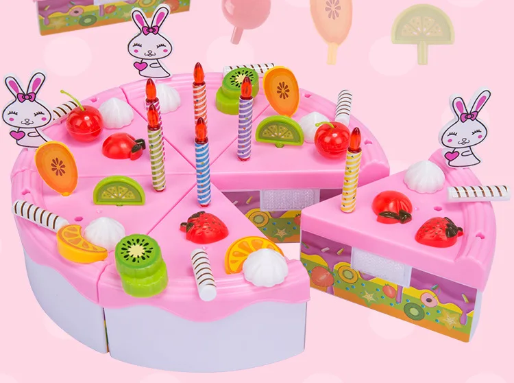 16-99PCS DIY Cake Set Toy Kitchen Food Pretend Play Cutting Fruit Birthday Toys for Kid Birthday Christmas Educational Gift
