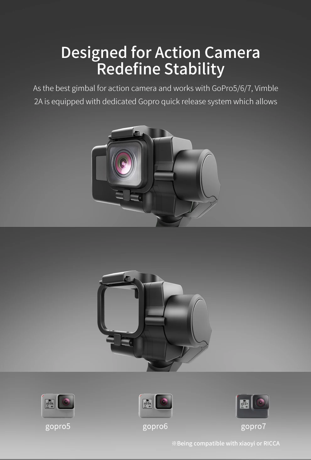 FeiyuTech Feiyu Vimble 2A Экшн камера Gimbal Ручной Стабилизатор с 180 мм удлинитель для Gopro Hero 5 6 7