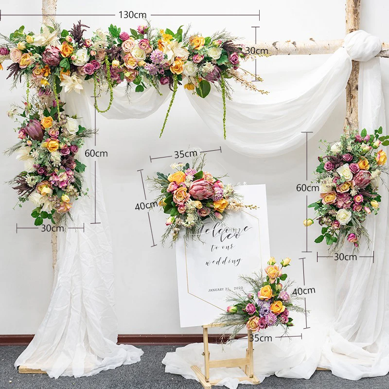 JAROWN Wedding Floral Wedding Arch Arrangement Artificial Flower Row Small Corner Flower Stage Background Home Party Welcome Area Decor (22)