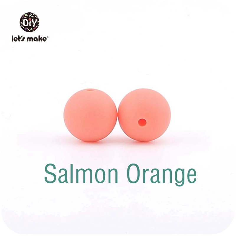 Salmon Orange Детские Прорезыватели для зубов, силиконовые бусины, 20 шт, 12 мм, круглые силиконовые детские Прорезыватели для зубов, пищевое качество, силикон для жевания, Детские Прорезыватели для зубов - Цвет: Salmon Orange