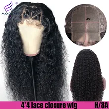 Modern Show 4*4 Lace Closure Wig Brazilian Curly Human Hair Wigs Pre Plucked with Baby Hair High Radio Remy Wig 150%Density
