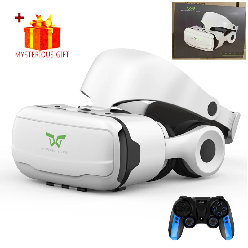 Virtual Reality VR Glasses 3D For iPhone Android Mobile Phone Cell Smartphone Headset Helmet Wirth Real With Controller Lenses 
