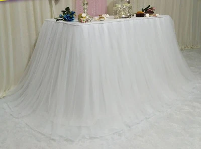 Красочная юбка-пачка для стола, Тюлевая скатерть для свадебного фестиваля, вечерние украшения стола, мягкий домашний текстиль, аксессуары для скатерти - Цвет: White