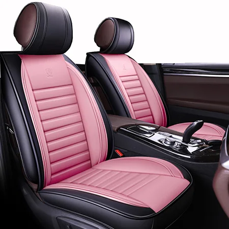 Кожаные чехлы на сиденья для Nissan invitation juke kicks leaf livina maxima murano navara d40 из - Название цвета: Pink Standard