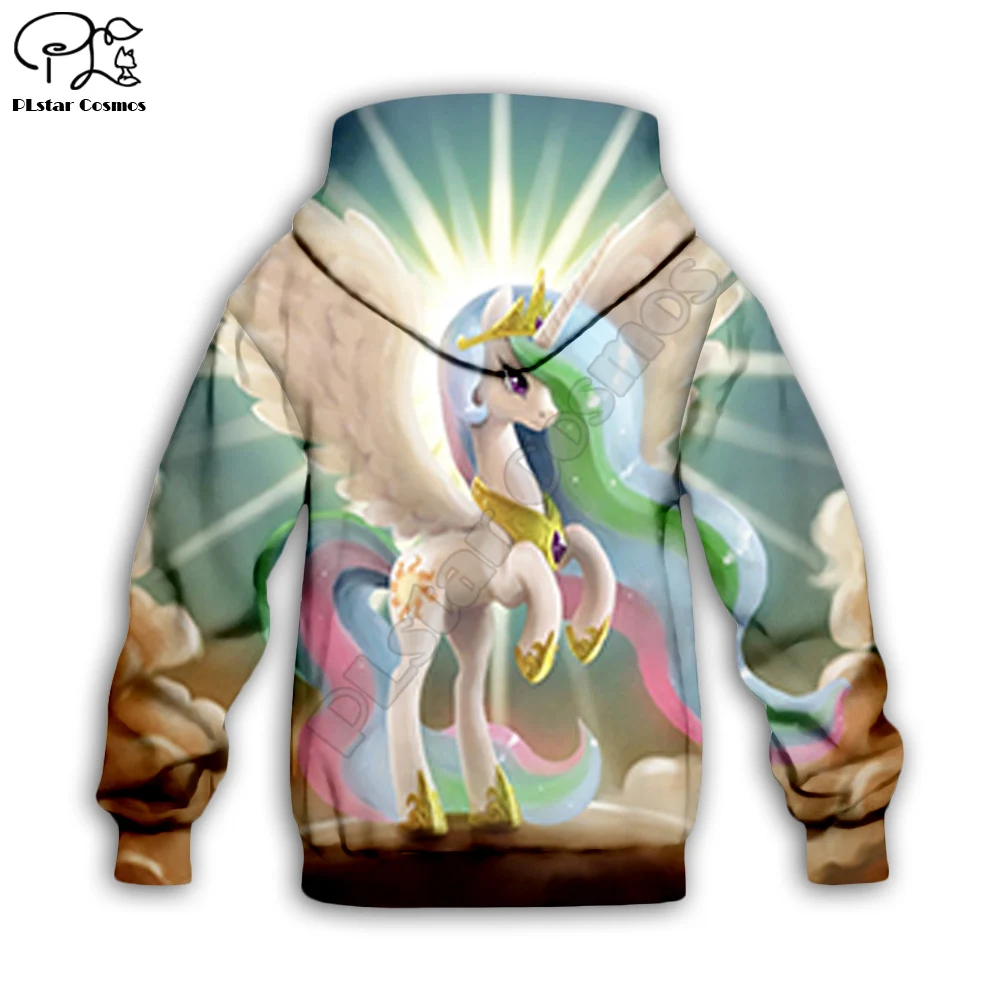 father And Daughter Matching Outfits Rainbow pony 3d printed Hoodies boy for girl Sweatshirt funny Cartoon Tracksuit zip Hoodies/pants/t shirt kids style-2 family clothes
