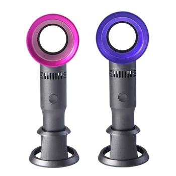 

2 Pcs Usb Rechargeable Detachable Base Portable Fan Three Gears Mini Handheld Leafless Fan Desktop/Desktop Air Cooler with Led L