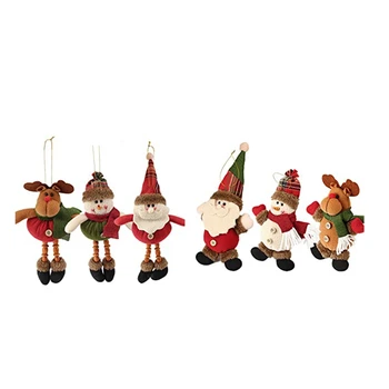 

JEYL 6PCS Plush Christmas Ornaments Xmas Hanging Season Pendant - Santa/Snowman/Reindeer Ornaments for Christmas Tree