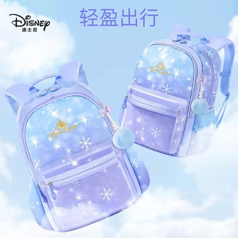 Disney Frozen School Bag For Girls Elas Anna Primary Middle Student Shoulder Causal Orthopedic Backpack Super Light Grade 1-6