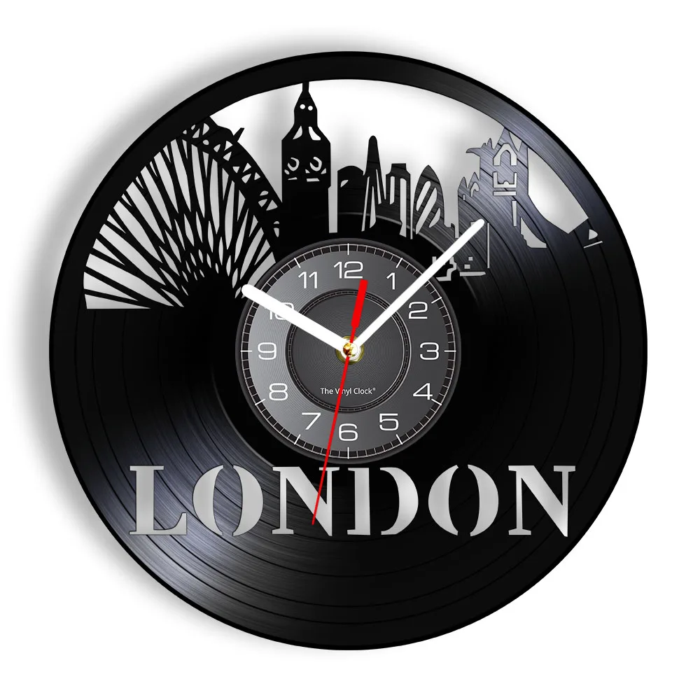 Inghilterra London Skyline Album In Vinile Record Orologio Da Parete Tower Bridge Lucerelo Punto Di Riferimento Belle Arti Paesaggio Urbano Appeso Dec