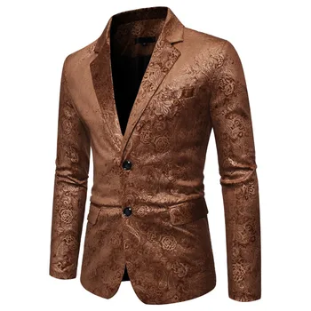 

Khaki Men Suit Jacket Long Sleeve Wedding Party Blazer Black Floral Jackets & Coats Business Casual Terno Masculino 3xl