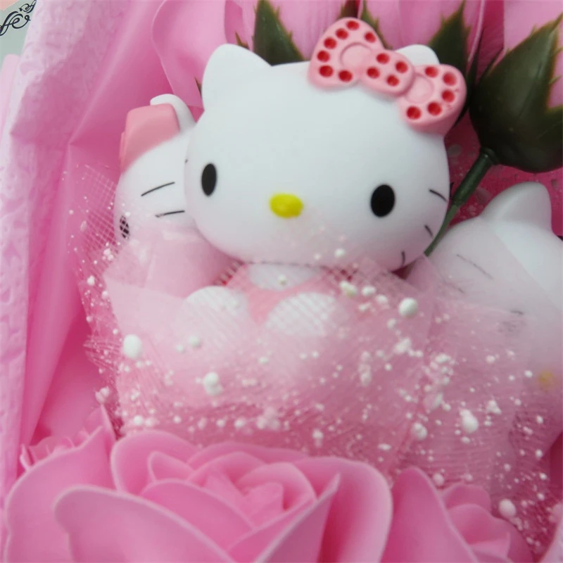 Искусственное мыло из лепестков роз с котом мультфильм букет подарочная коробка свадебные украшения дома День Святого Валентина Рождественские подарки