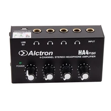 Alctron 4 Channel Portable Stereo Headphone Amplifier Mini Earphone Splitter Amp TRS Headphones Output Jack