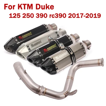 

Motorcycle Replace Cat Link Pipe Middle Connecting Tube + Exhaust Pipe Muffler Silencer for KTM Duke 125 250 390 rc390 2017-2019