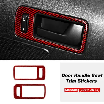 

2PCS For Ford Mustang 2009-2013 Carbon Fiber Interior Door Handle Cover Trim Sticker Car Replacement Accessories