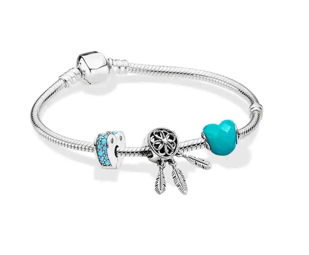 

Kristie Shop Original 1:1 100% 925 Pure Silver Snake Bone Vintage Flower Heart Clasp Bracelet Gift First Choice Free Package