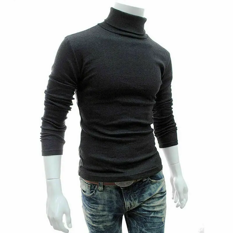 Зимний толстый теплый кашемировый мужской свитер с высоким воротом, мужские свитера, приталенный Мужской пуловер, Классический шерстяной вязаный свитер для мужчин