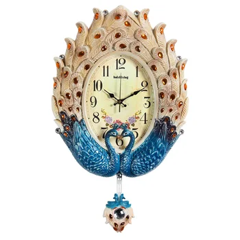 

Peacock wall clock living room European clock decoration clocks creative fashion mute table artist clock Nordic watch