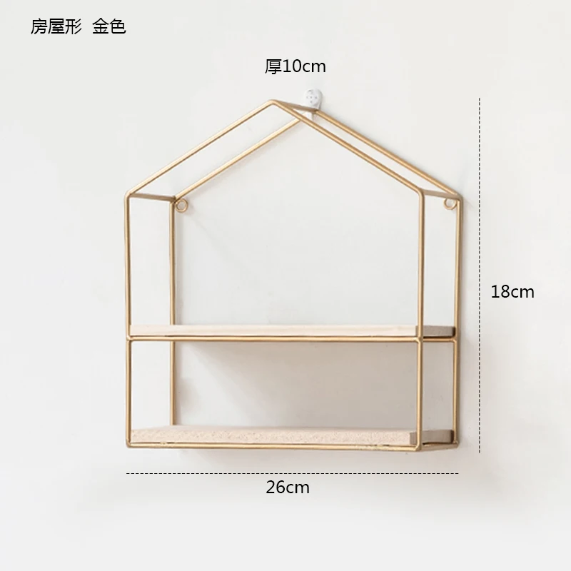 Деревянная железная настенная полка, настенный стеллаж для хранения, органайзер для кухни, спальни, домашний декор, детская комната, сделай сам, Настенный декор, держатель - Цвет: I
