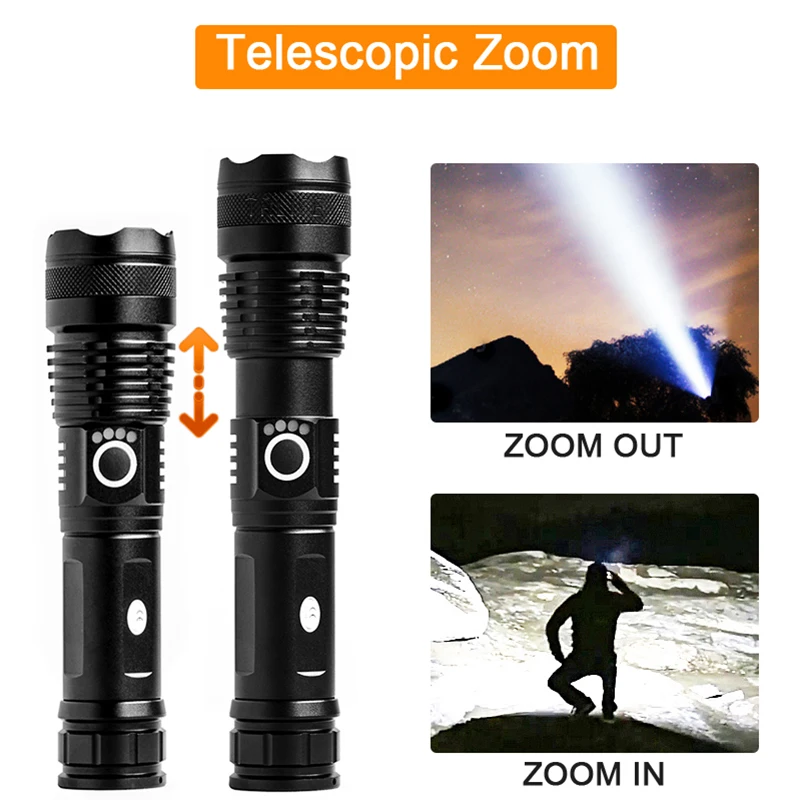 xhp50 most powerful LED Flashlight usb Rechargeable Zoom led torch Best Camping, Outdoor & Emergency use