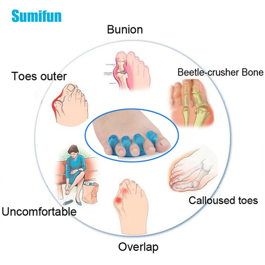 Sumifun 2 шт. мягкий силиконовый разделитель пальцев ног гелевая разделительная форма для маникюра педикюра инструмент для ногтей гибкий разделитель пальцев Z54401