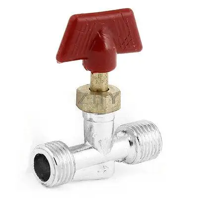 Красный обрабатывать Серебряный тон металла T формы 0," PT мужчин и мужчин резьбовой газовый клапан