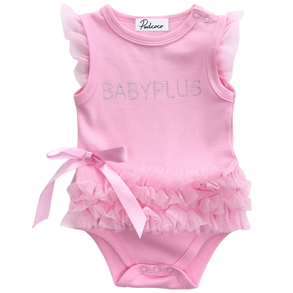 

Solid Sleeveless Ruffles Lace Bodysuit For Baby Girl
