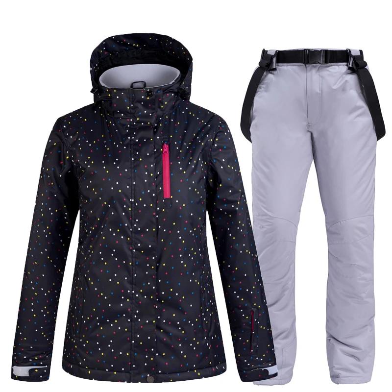 Terno de Neve para Mulheres Roupas de Snowboard de Inverno à Prova Água à Prova de Vento ao ar Jaqueta de Esqui e Babadores Conjuntos de Calça de Neve Engrossar Quente Usar Dwindproof Livre