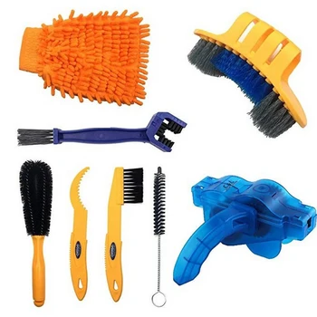 

Portable Bicycle Chain Cleaner Bike Brushes Scrubber Wash Tool Mountain Cycling Cleaning Kit Outdoor Accessory 8 Piece Set