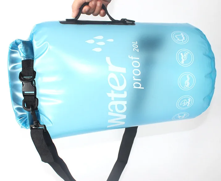 20L Light Blue 10L 20L Водонепроницаемый сухой мешок открытый хранения Рулон Топ рюкзак на одно плечо плавание Дрифт плот речной треккинговые сумки Сумка для воды - Цвет: 20L Light Blue