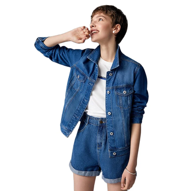 Куртка SEMIR женская джинсовая короткая с воротником из 100% хлопка в стиле бойфренда
