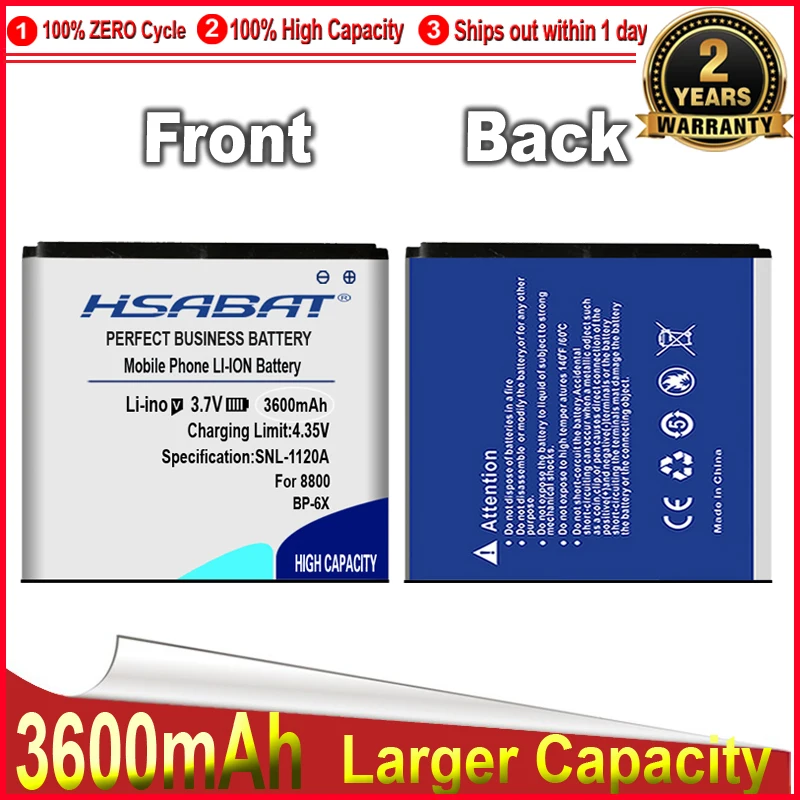 HSABAT 3600mAh BP-6X аккумулятор/BP 6X аккумулятор для Nokia 8800/8860/8800 Sirocco/N73i 8801 886 s BL-5X |