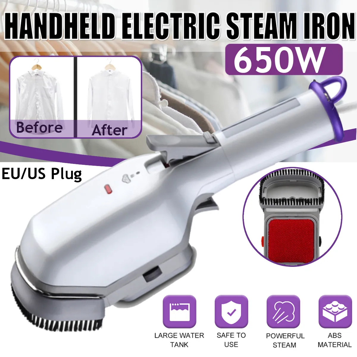 

650W Handheld Steam Ironing Brush Portable Steam Iron For Clothes Generator Ironing Steamer For Underwear Steamer Iron