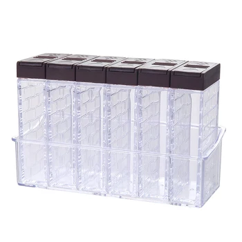 

6-Piece Clear Seasoning Rack Spice Pots Storage Container Condiment Jars Cruet
