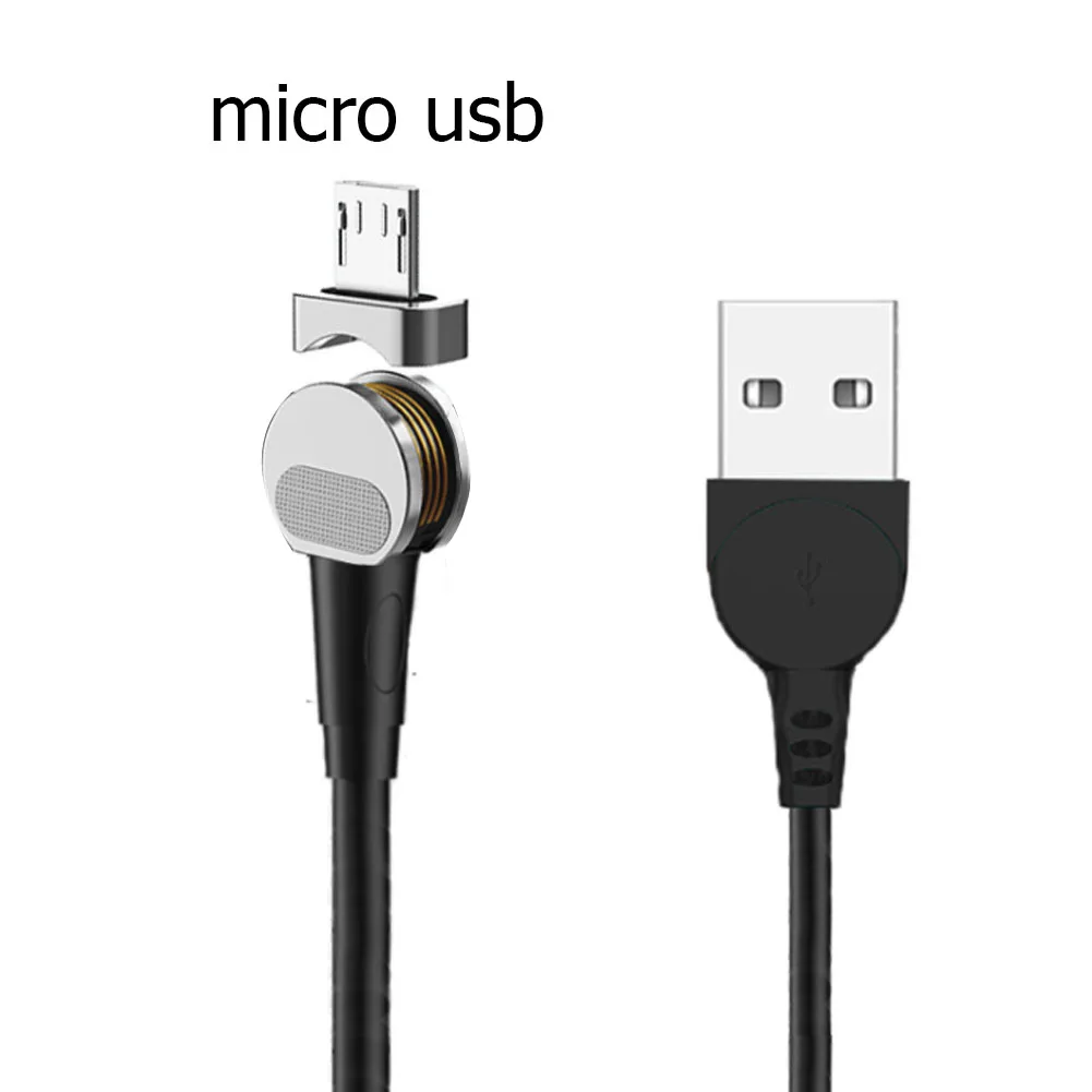 Магнитный кабель для мобильного телефона 180 градусов Lightning/type-C/Micro USB порт вращающийся USB шнур 5 В/9 В/12 В a кабель для быстрой зарядки - Цвет: Micro USB