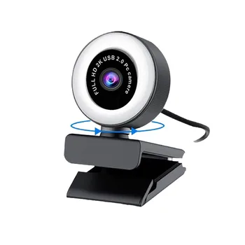 

Computer Camera Webcam 1080P 2K WebCam Auto Focus HD Fill Light Web Cam With Microphone LED Light Camera For Youtube Live 2020