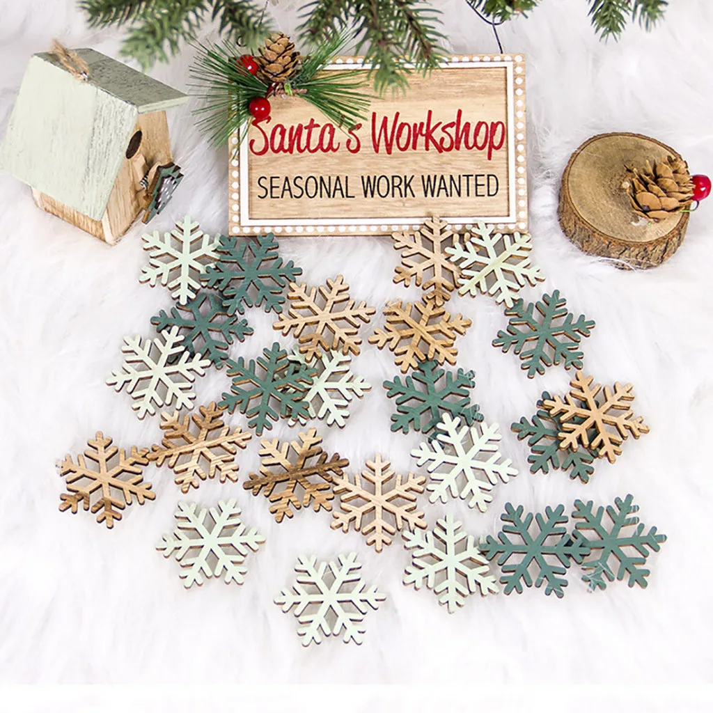 24 шт./компл. рождественские украшения ручной работы деревянная Рождественская