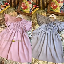 N8501 платье принцессы с оборками и короткими рукавами для маленьких девочек; коллекция года; сезон весна-лето; детское платье для свадебной вечеринки для девочек; ; одежда для малышей
