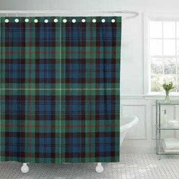 

Tartan Blue Black Green Red and Gold Plaid Flannel Patterns Trendy Tiles for Scottish Abstract Shower Curtains Waterproof