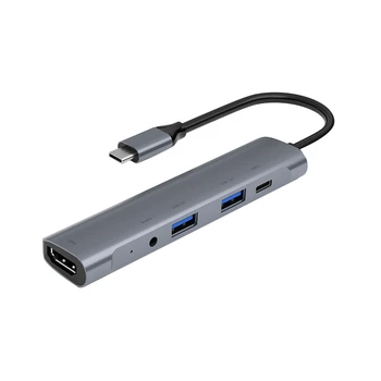 

5 in 1 Type C HUB to HDMI 4K USB 3.0 2.0 USB-C PD 60W Charging o for Pro/Air Samsung with USB C Laptop