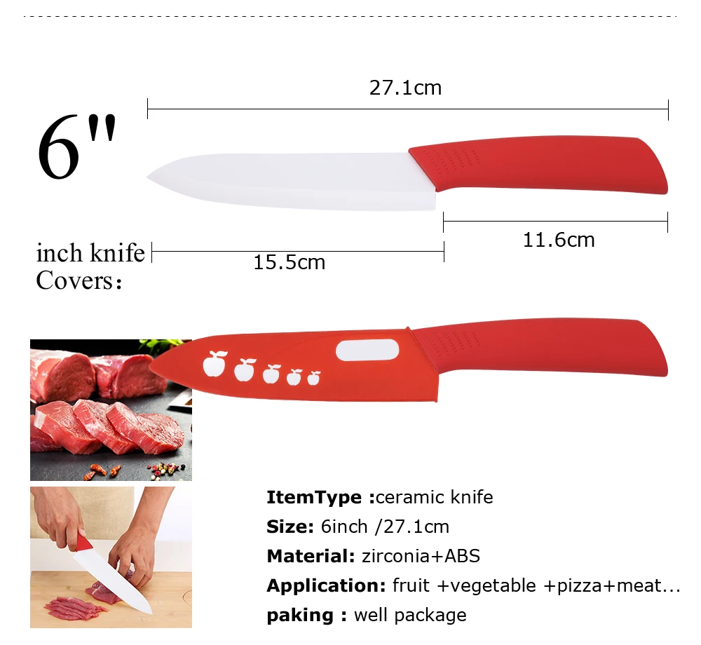 Керамические ножи, кухонные ножи, 3, 4, 5, 6 дюймов, поварской нож, белое лезвие, красочная ручка, керамические кухонные инструменты для приготовления пищи, нож для очистки овощей
