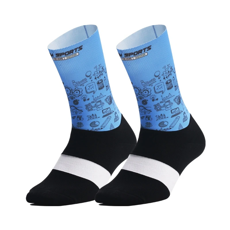 Носки для бега художественные потные носки для велоспорта дышащий Противоскользящий баскетбольные носки для спорта на открытом воздухе - Цвет: L
