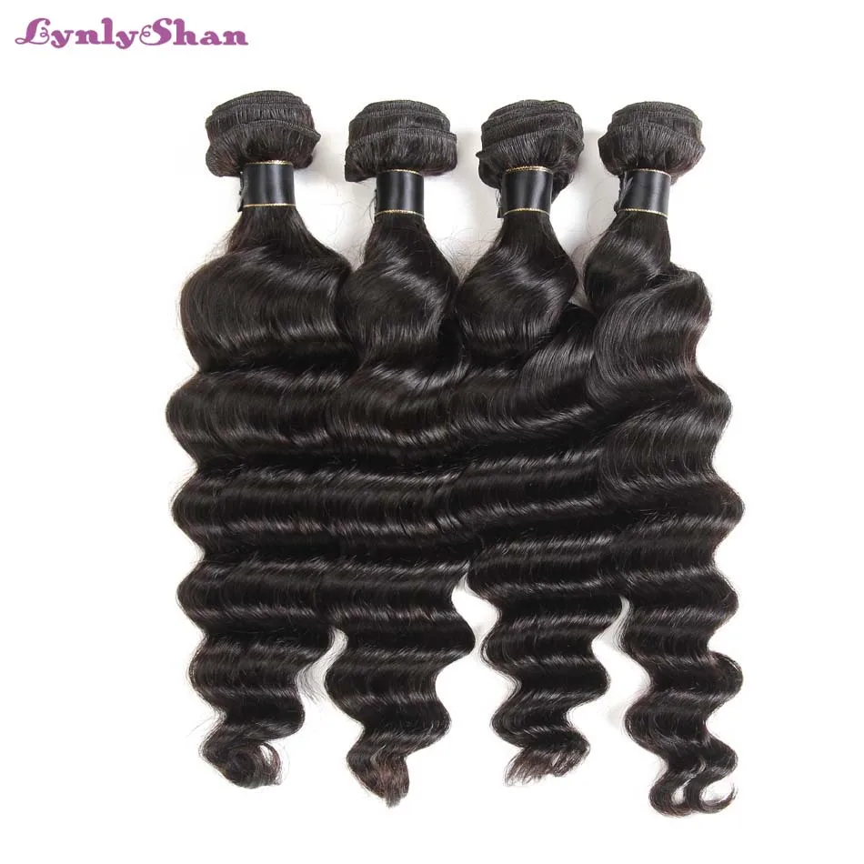 

Lynlyshan Human Hair Loose Deep Wave Bundles Peruvian Remy Hair Weave Bundles Natural Color 10-30 Inch Free Shipping